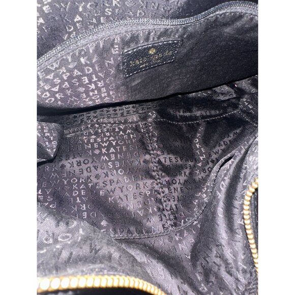 Kate Spade New York Black Leather Shoulder Bag With Gold Chain & Zipper Closure - Picture 6 of 6